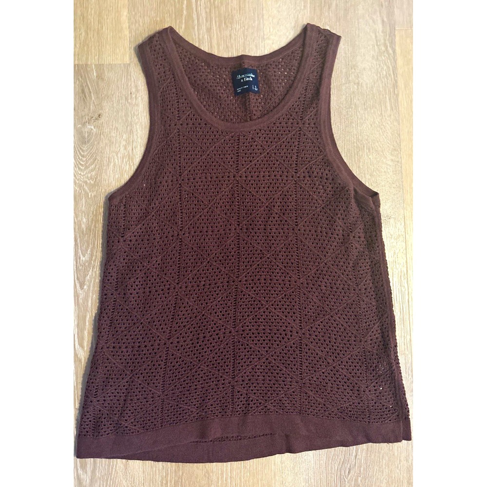 Abercrombie & Fitch Crochet Open Knit Swim Dress Cover-up Brown Women's Size S